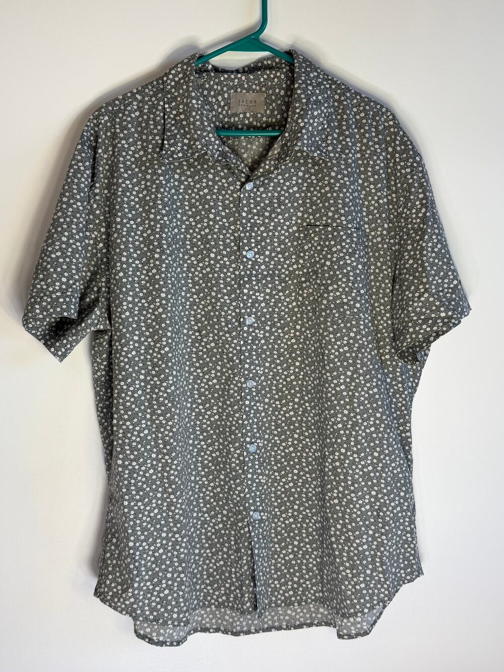 JACHS New York Men's Gray Floral XL Button Up Shirt